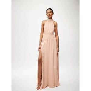 Reformation Zander Backless Halter Dress in Soft Pink
